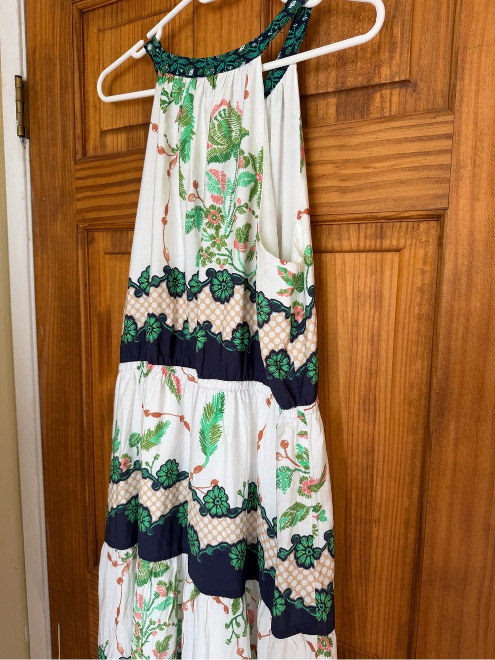 Skies Are Blue White, Green & Navy Floral Halter Maxi Dress - Picture 8 of 12